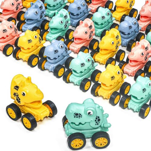 16Pcs Dinosaur Pull Back Cars Set for Kids Toddler, Bulk Mini