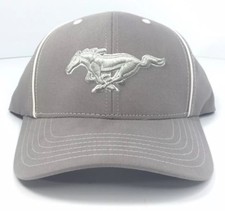 Ford Mustang Hat / Cap - Gray W/ White Pony Grill Emblem Licensed 