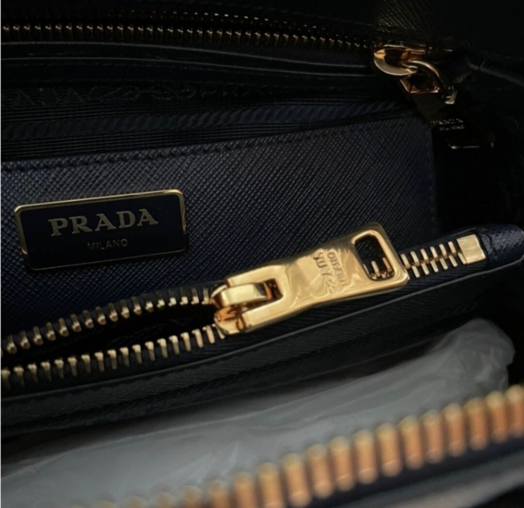 prada saffiano lux handbag in dark Baltic color image 5
