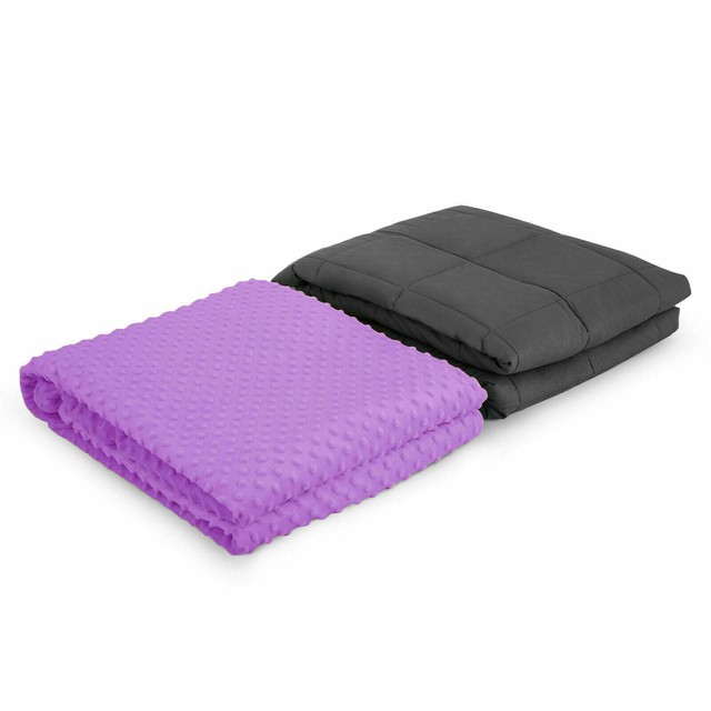 60''x80'' 25lbs Weighted Blanket Queen Size with Purple Queen Duvet