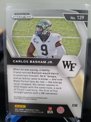 2021 Prizm Draft Picks Football - #139 Carlos Basham Jr. Wake Forest - Base RC - Bild 2 von 2