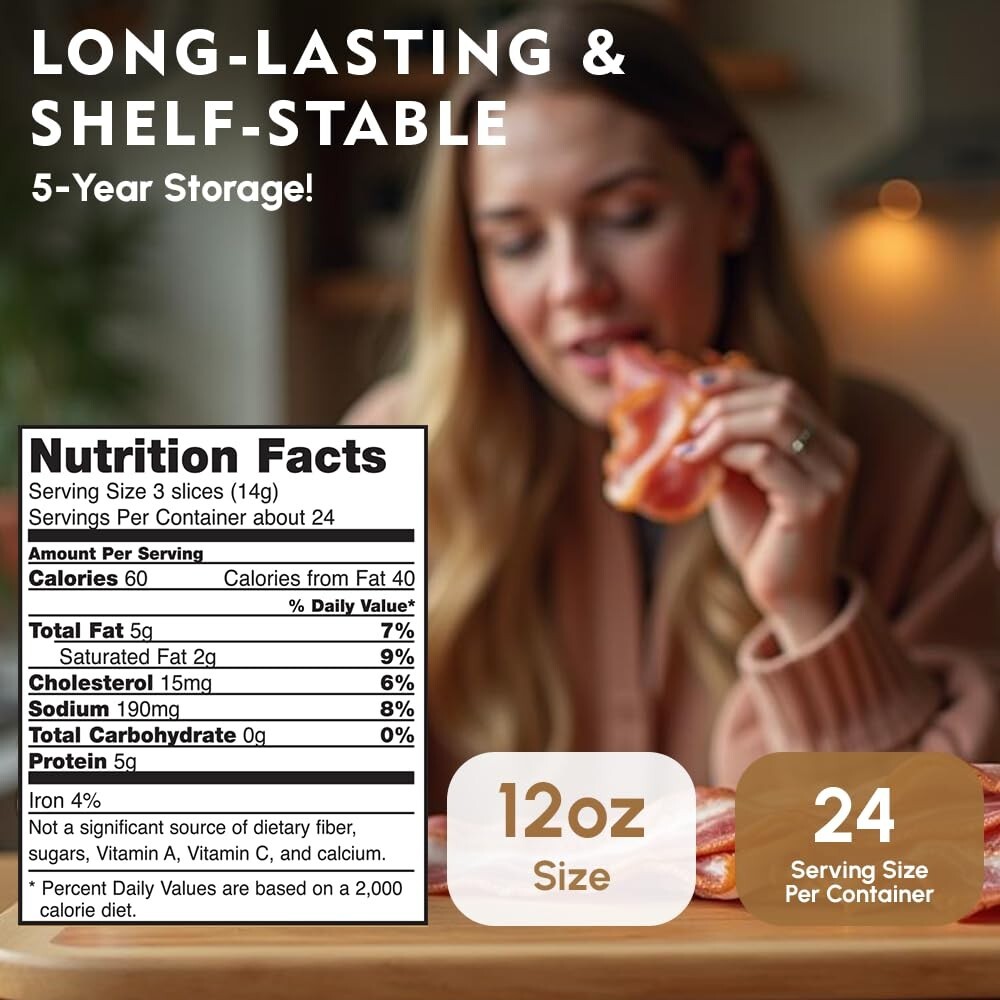 (1 Can) Werling Canned Bacon 12oz Can Survival Food Fully Cooked Smoke Flavor