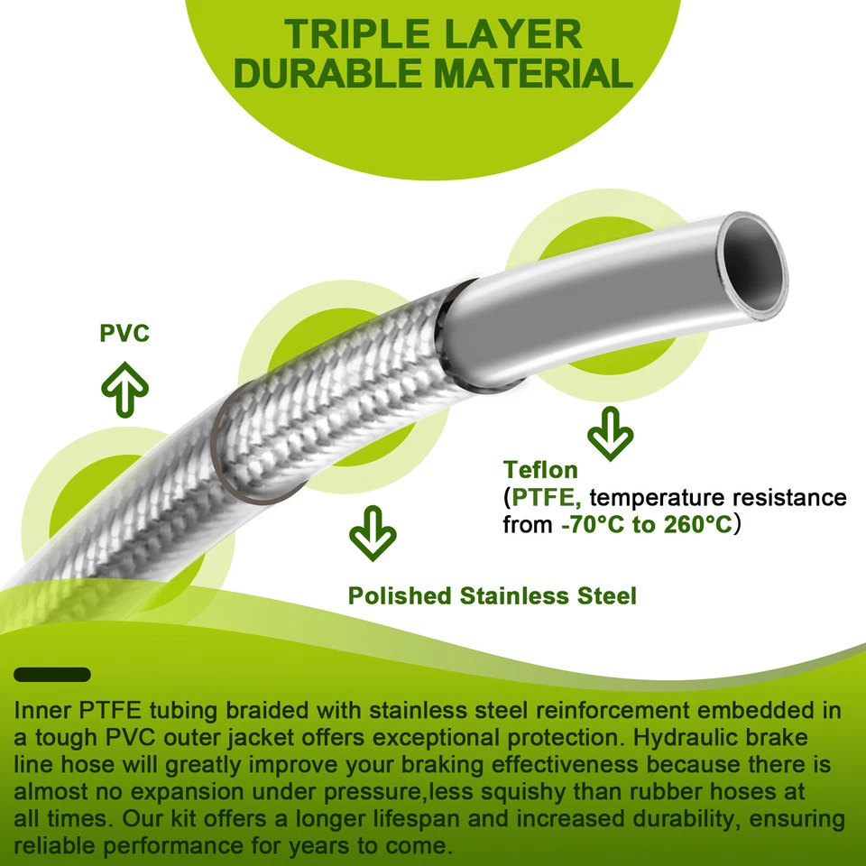 MOFUN 48" Non-ABS Chrome Hydraulic Brake Line Kit For Harley Davidson Sportster - Изображение 2 из 4