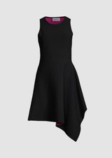  395 Milly Women Black Pink Sleeveless Asymmetrical Knit Fit Flare Dress Size L