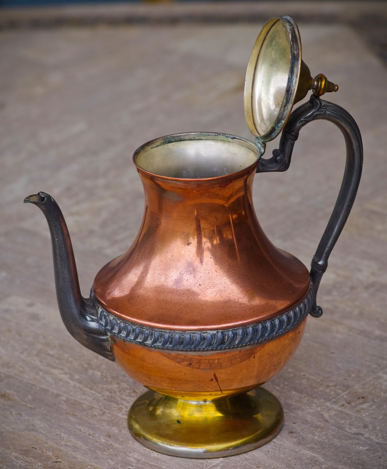 VINTAGE Silver On Copper TEAPOT Lehman Brothers New York Made in USA