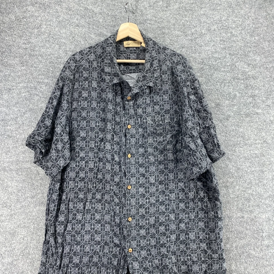 Unbranded Shirt Men 2XL Black Geometric Button Up Silk Casual Classics Collared - Image 3 of 4