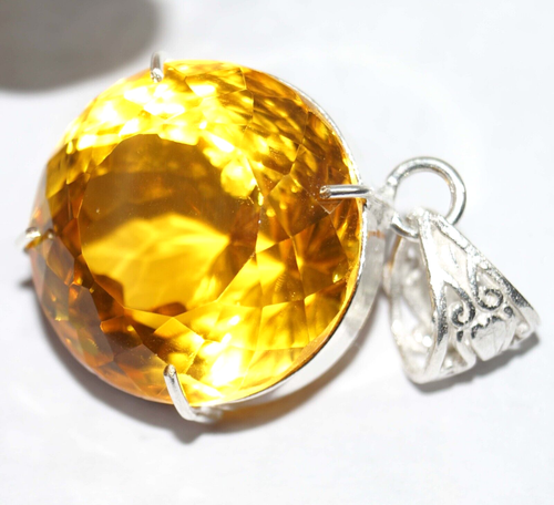 Natural GIE Certified 99.10 Ct Round Cut Yellow Citrine Pendant Loose Gemstone - Picture 7 of 9