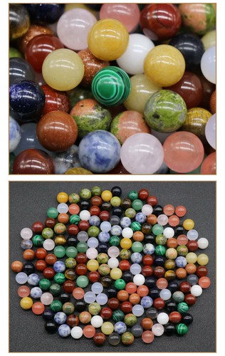 100pcs Wholesale Assorted Natural Stone Round Ball Shape No Hole Beads 12mm - Picture 6 of 7