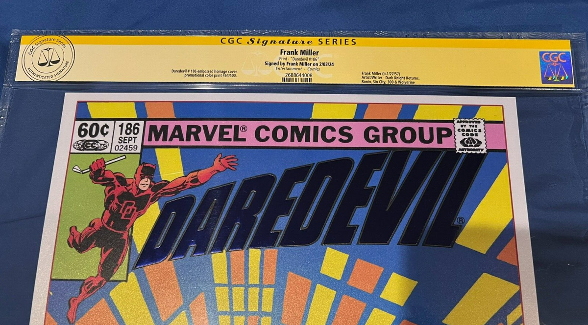 デアデビル　フォトサイン DAREDEVIL #186 CGC SS Signed Art Print by Frank Miller