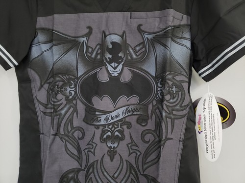 NEW XS Batman Cherokee Scrubs Tooniforms DC Comics Mens V Neck Top DARK KNIGHT - Picture 2 of 9
