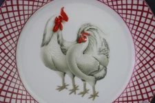 Home Essentials Basic Porcelana Red Rooster Hens Salad Plate (s) Criss-Cross