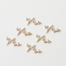 4pcs CZ Pave Lightning Pendant Connector,Cubic Zirconia Lightning Charm