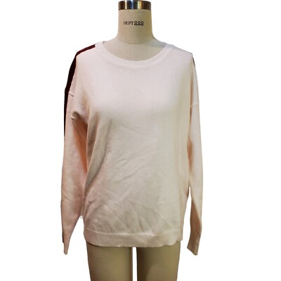Pink & Burgandy Stripe Soft Pullover Sweater Size L New