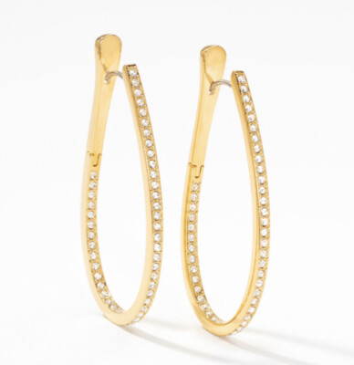 Touchstone Crystal Hoop Earrings Gold Plating New Condition