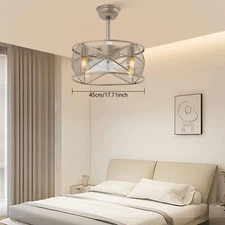 18inch 6 Speeds Ceiling Fan with Lights 4*E26 Chandelier w/ Remote 2H Timing