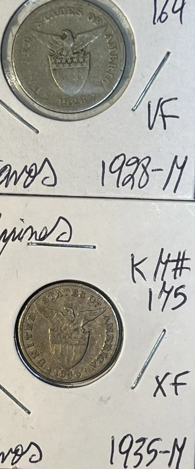 1917 - 1964 Philippines Five 5 Centavos Fine F - BU Condition 11 Coin Lot - Image 4 of 4