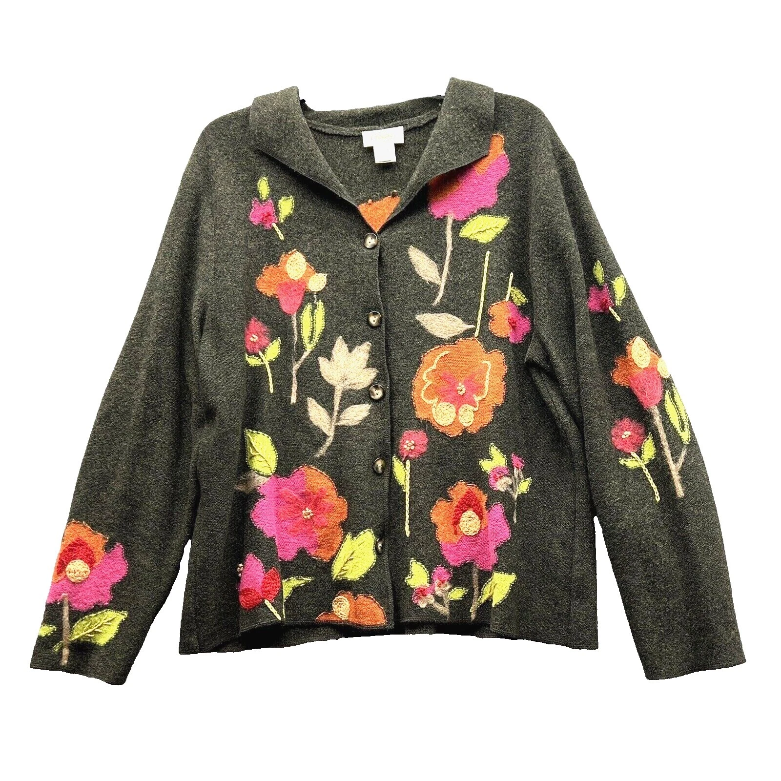 Suéteres de lana Talbots Floral rebeca para mujer