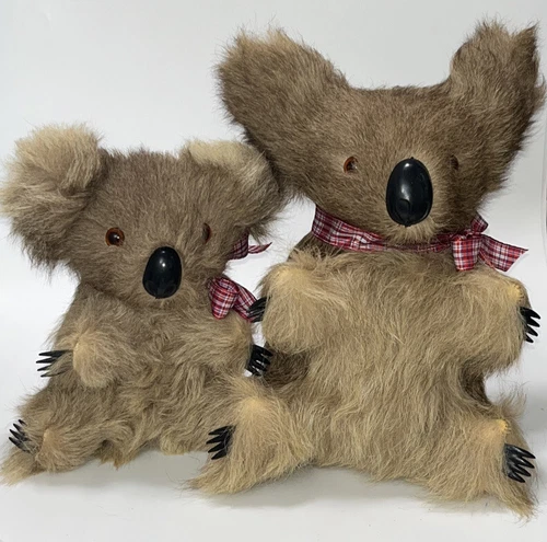 Vtg 2 Realistic Australian Koala Bears 8-1/2” & 6-1/2” Real Fur (not Koala Fur)