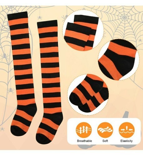 Halloween Costume Accessories Cosplay suspenders striped knee socks bow tie NEW - Picture 9 of 10