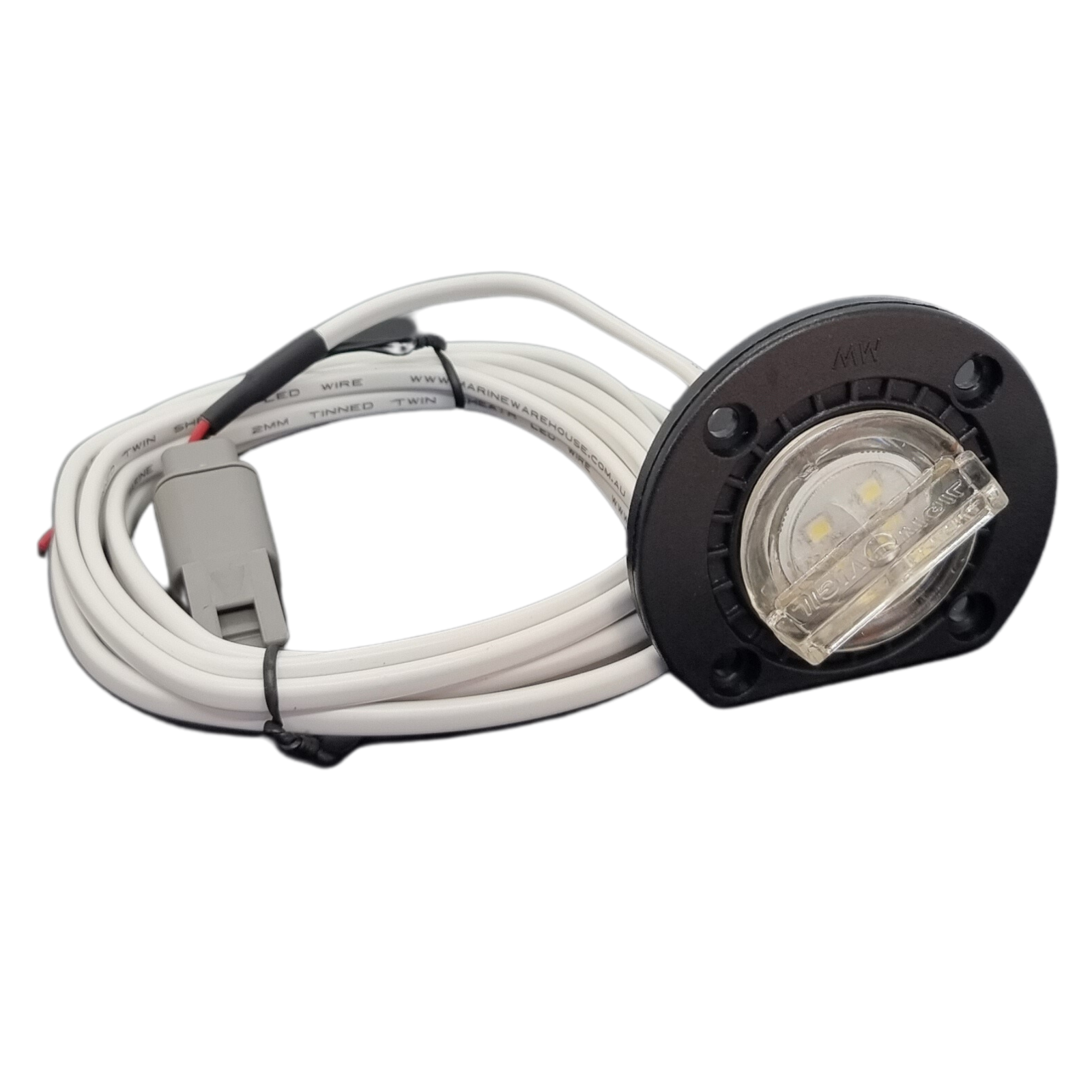 Blue LED Bung Light with Base Mount 12V Marine Tinned Wire Fully