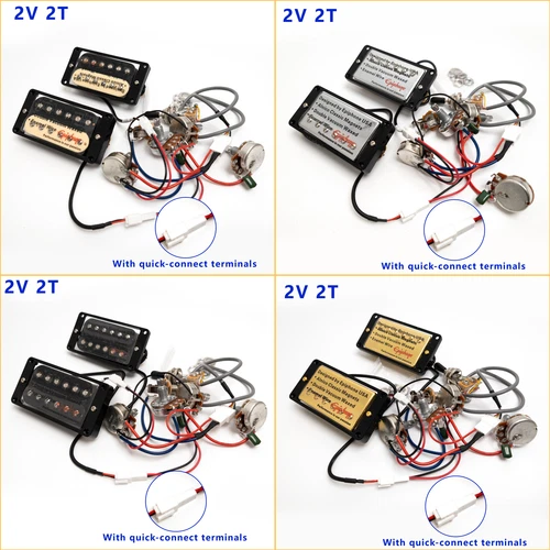 For Gibson Guitar Humbucker Pickups with 2V2T Wiring 2C Quick-connect Terminals
