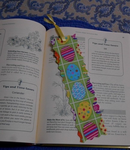 Bookmark EASTER EGG Themed Fabric or Cloth Handmade Yellow Ribbon - Picture 2 of 4