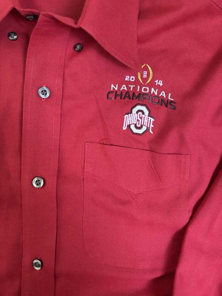 Button Down  Shirt Ohio State Buckeyes Football Mens Large 2014 NTL Champions - Image 2 of 4