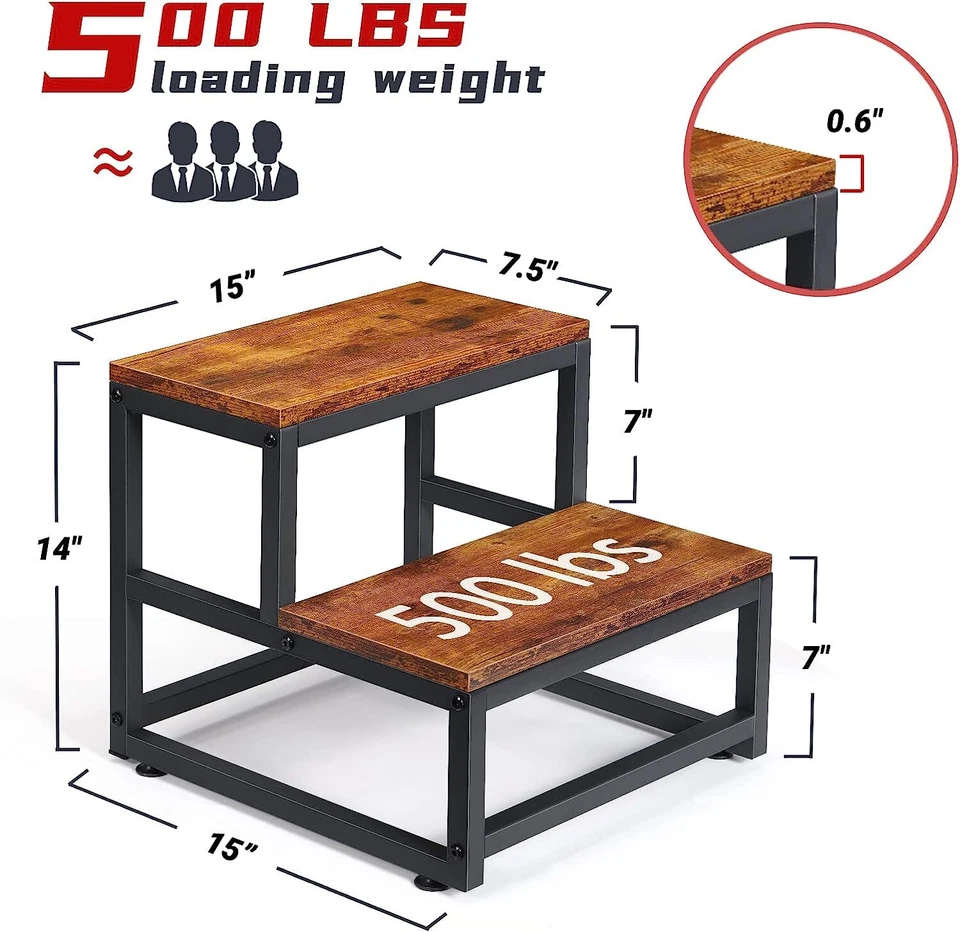 2 Step Stools for Adults Kids Heavy Duty Wide Pedal Foot Stool for Home Office - Image 2 of 4