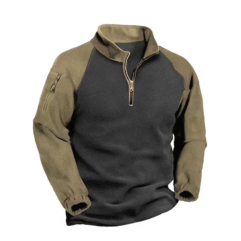 Mens Fleece Sweatshirt Hoodies Half Zip Tactical Army Combat T Shirt