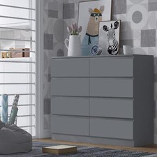 8 Drawer Chest Of Drawers Dark Grey Matt Finish Bedroom Storage Furniture