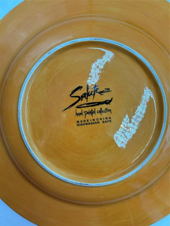4) TABLETOPS UNLIMITED SALUTE DINNER PLATES YELLOW VGC - Image 4 of 4