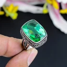 Green Tourmaline Gemstone Ring Handmade Jewelry 925 Sterling Silver Ring