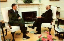 Postcard Pres Reagan & Prime Minister Menachem Begin Of Israel Chrome