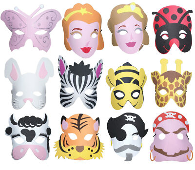 Kinder Damen Maske Zebra Pferd Hase Prinzessin Pirat Tiere Giraffe Kuh Fasching