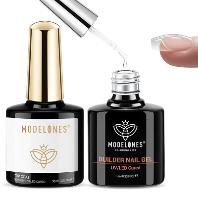 modelones Builder Nail Gel with Top Coat, 8-In-One Clear