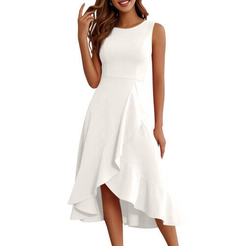 Women's Cocktail Party Formal Wedding Guest Ruffles Dresses, Prom Evening Dress - Picture 55 of 60