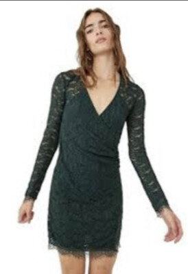 Free People Women's Deepest Spruce Pearl Lace Mini Dress Free People Women's Deepest Spruce Pearl Lace Mini Dress
