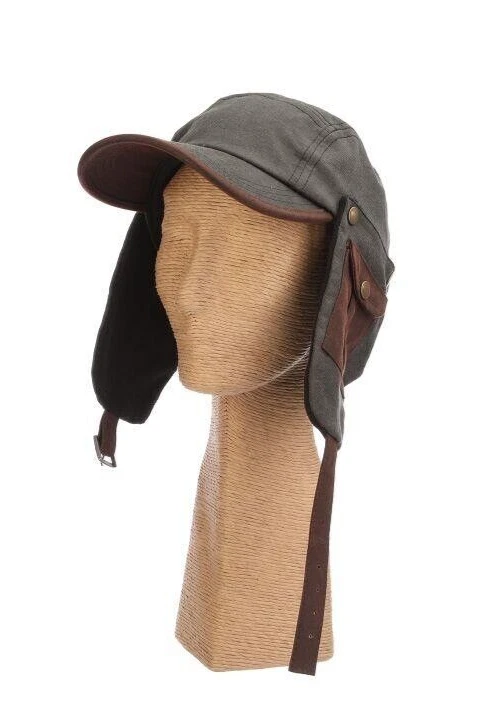 STETSON MENS COTTON WINTER CAP * M * NEW WARM EARFLAPS & FLEECE LINING SNOW HAT