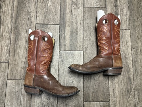 HONCHO EL PASO BROWN LEATHER BUCKAROO COWBOY BOOTS MEN'S 12.5B