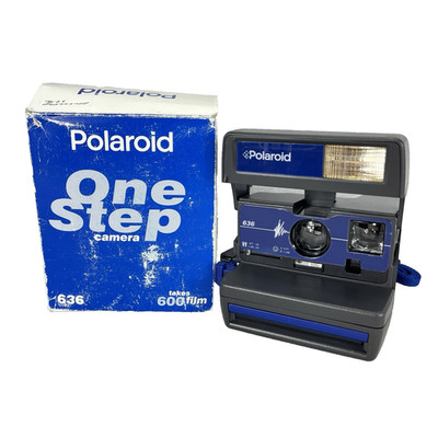 Polaroid Camera Blue One Step 636 Instant Flash Film w/ Strap & Box