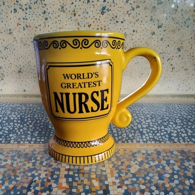 Coffee Cup Mug World's Greatest Nurse Large Rn LVN CNA Medical Yellow