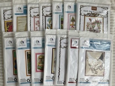 Kreuzstich-Set Konvolut, vorgedruckter Stoff, Nadel/Faden