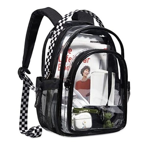 Clear Backpack Mini Transparent Backpack Stadium Approved See Small Black