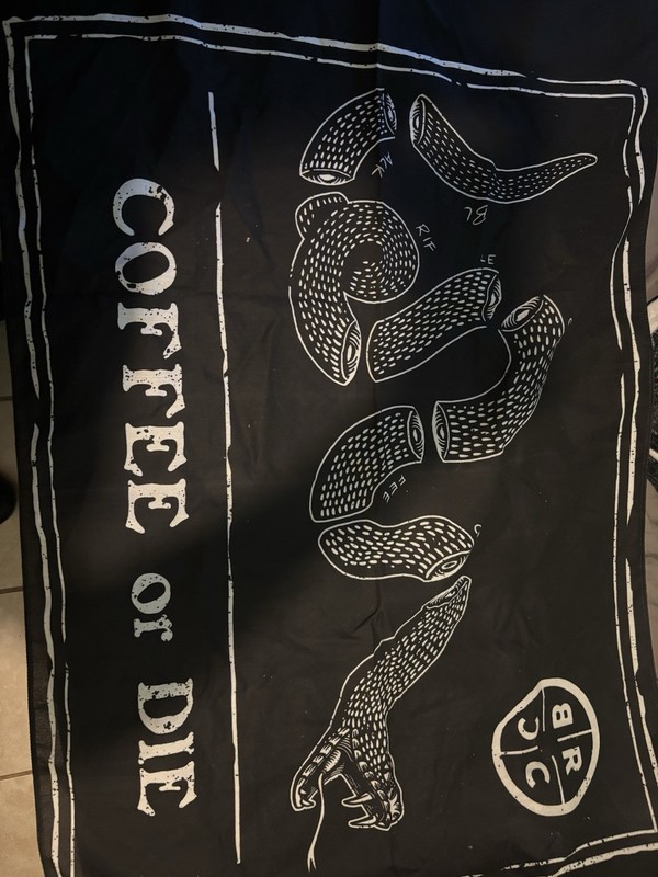 "Coffee or Die" Patriotic Snake Flag Black/White 3 ft x 5 ft w/ Grommets