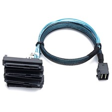 SFF-8643 to 4 SFF-8482 SAS Cable 1M Breakout with Power Port for RAID Controller