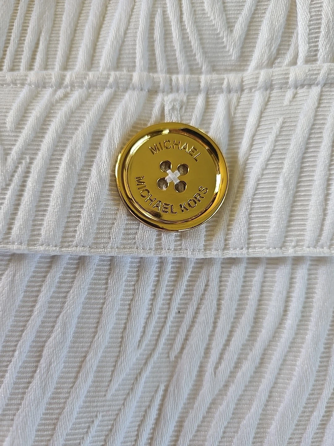 Abito midi Michael Kors bianco con fodera in seta taglia 12