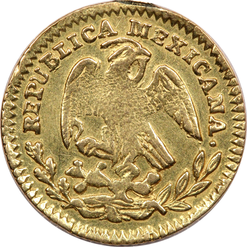1862 Zs VL Mexico Spanish Colonial 1/2 Escudo Gold, About Unc. AU, Ex-Jewelry - Picture 2 of 2