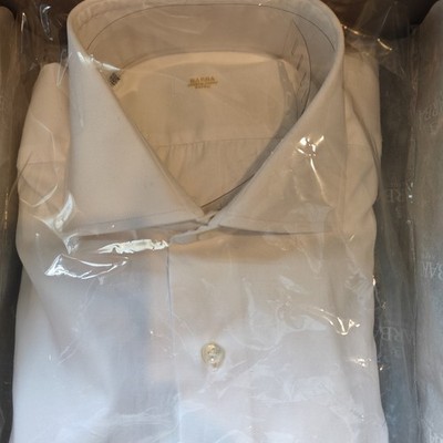 Barba Napoli  Gold Label Collection shirt 15 3/4   White Totally hand made 