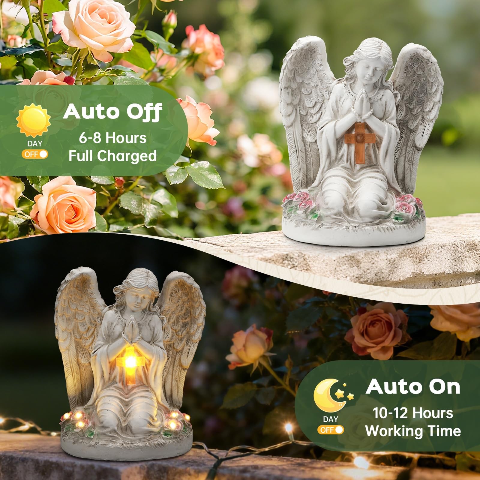 Elegant Solar-Powered Angel Garden Statue for Outdoor and Cemetery Decorations