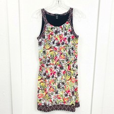 Style & Co Women’s Sundress Small Pink Yellow Floral Scoop Neck Sleeveless Beach